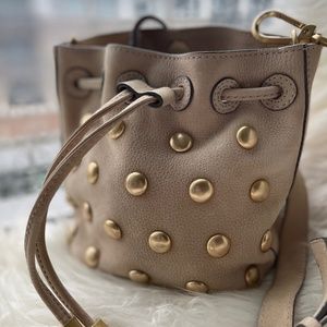 Brian Atwood Gold Dotted Leather Crossbody Purse